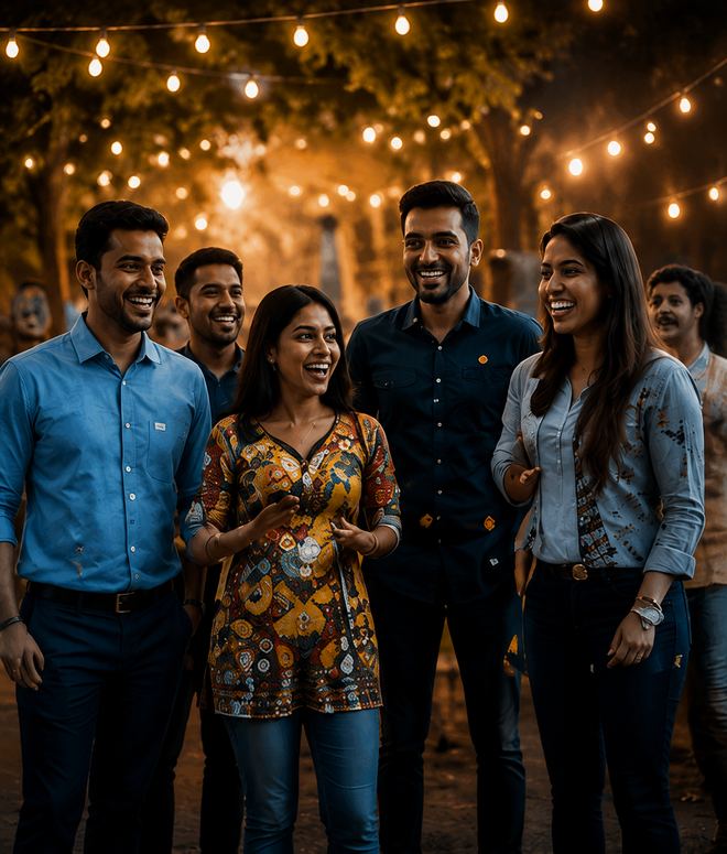 Colleagues celebrating at an evening event
