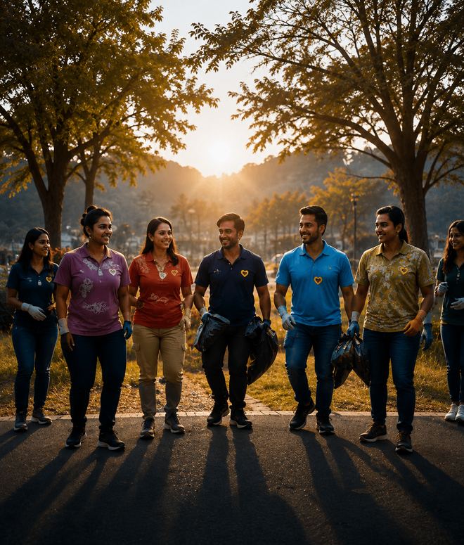 A team walking together at a charity event
